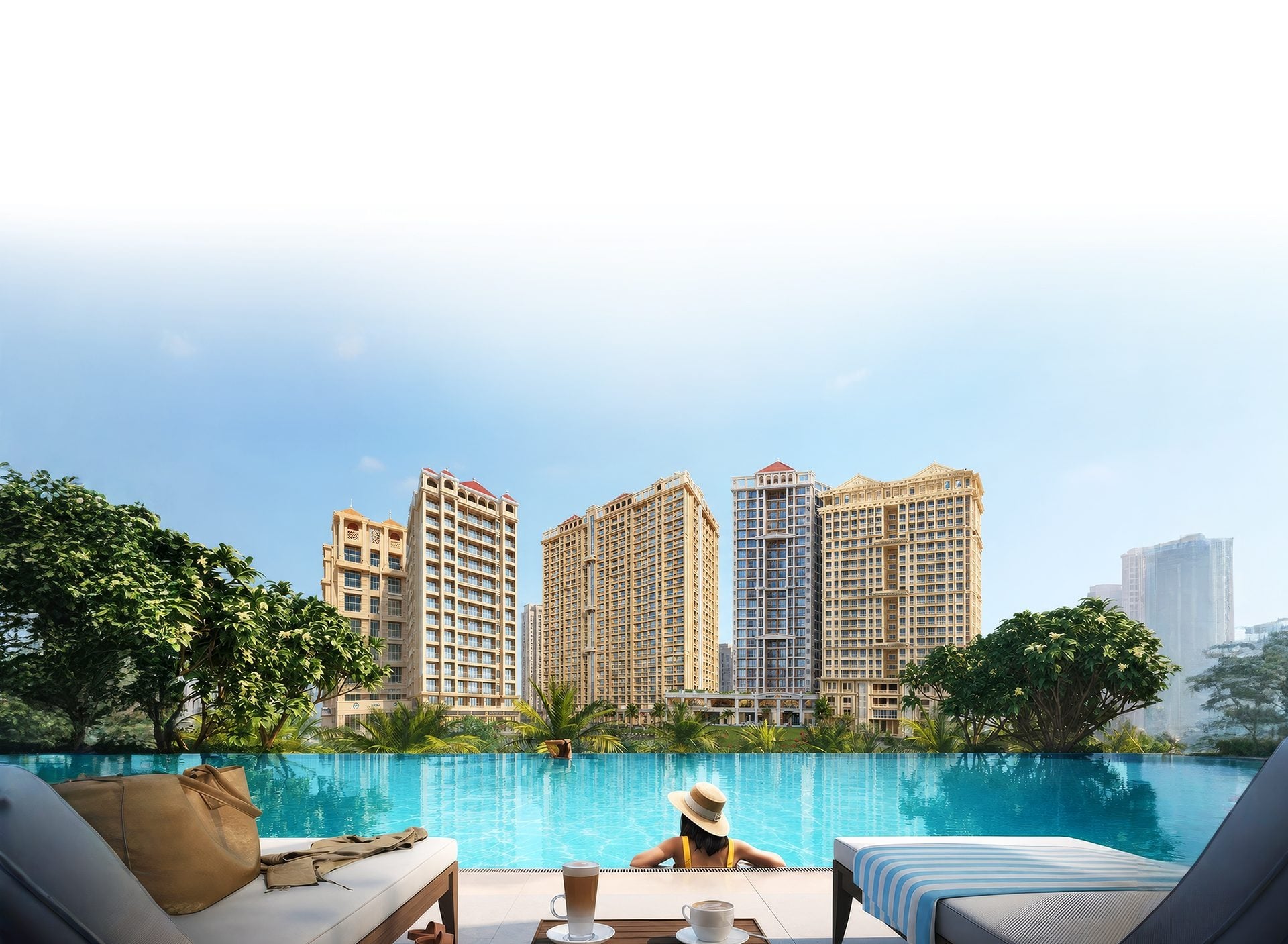 Deep Group residential towers seen across an infinity pool